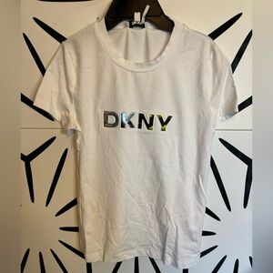 DKNY Women’s Cotton Stretch Logo Tee – White XS NWT
